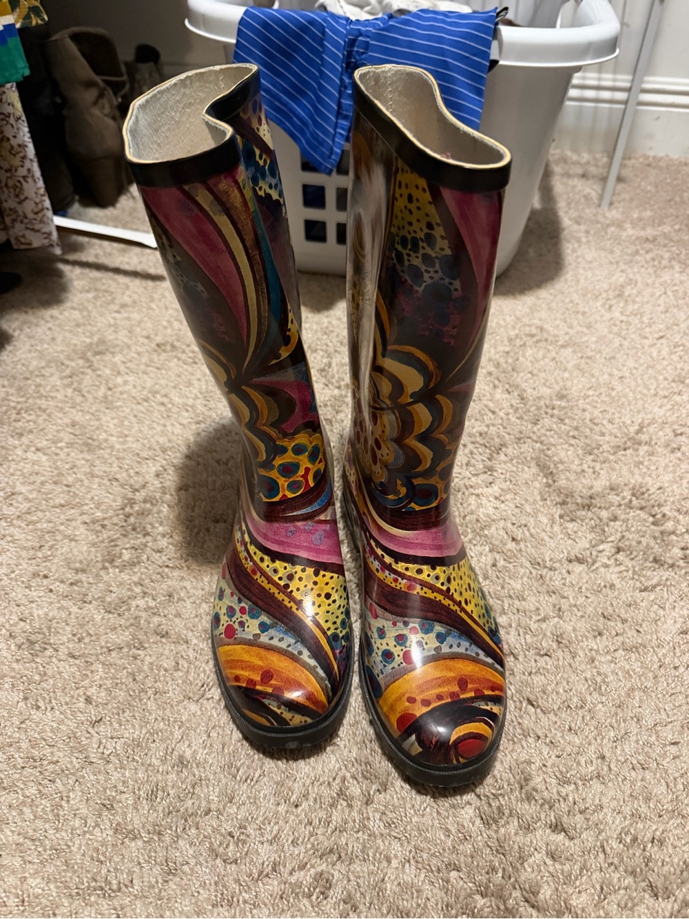 Colorful Patterned Women's Rain Boots - Multicolor